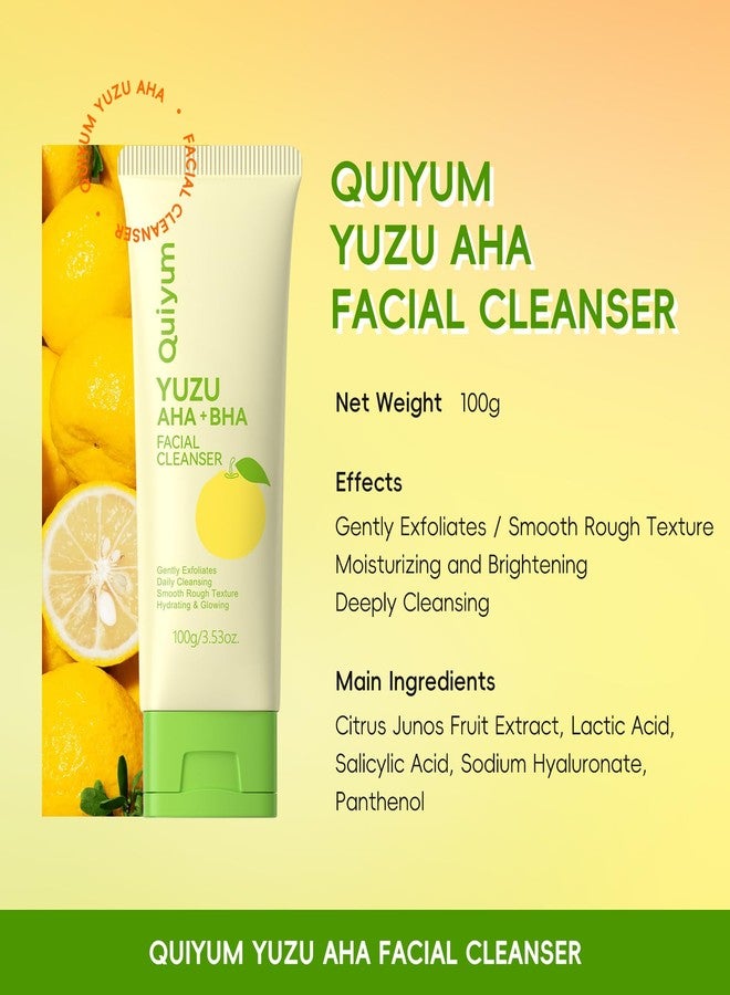 QUIYUM Foaming Face Wash, Citrus Junos Extracts, AHA+BHA, Lactic AcidSalicylic Acid, Sodium Hyaluronate, B5, Exfoliating, Pore Minimizer, Hydrate, Glow Up, 3.53 Oz - Image 2